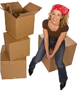 young lady sitting on boxes